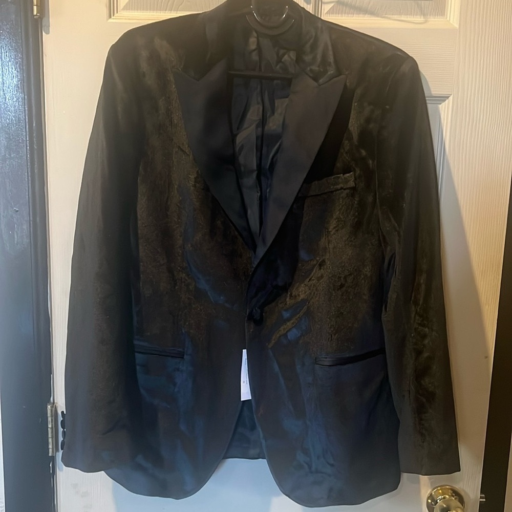 Men Black Crushed Velvet Blazer